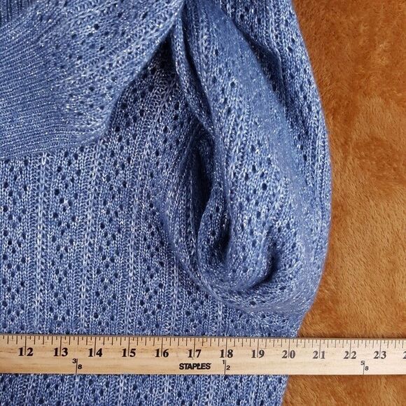 PAIGE Womens Sweater Large Blue Pullover Crew Loose Knit Puff Sleeve ATHENA - Picture 7 of 9